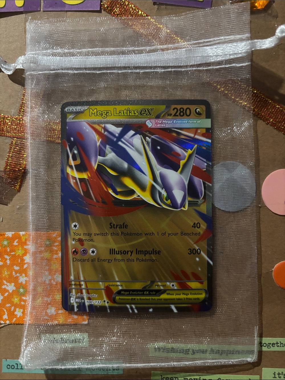 Mega Latias ex Pokémon TCG Holo Card - Purple and Yellow